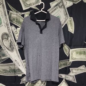 Lululemon Athletica Black and Gray Polo Shirt